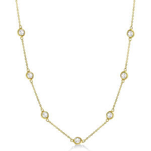 14K Gold Diamond by the Yard Necklace 2.00Ct with 10 Diamonds, available in White and Yellow Gold