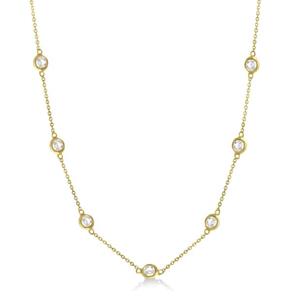 14K Gold Diamond by the Yard Necklace 2.00Ct with 10 Diamonds, available in White and Yellow Gold