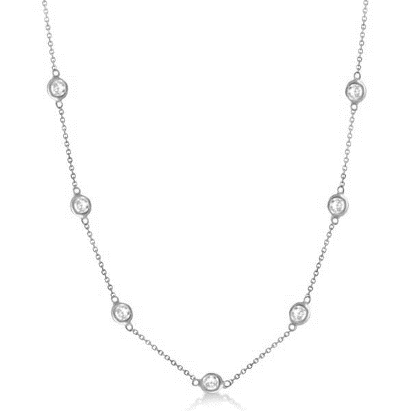 14kt White Gold 2.00Cts diamond by the Yard Necklace with 10 Diamonds