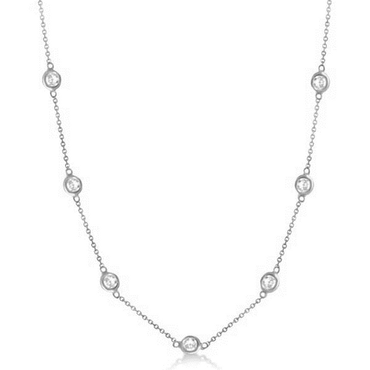14kt White Gold 2.00Cts diamond by the Yard Necklace with 10 Diamonds