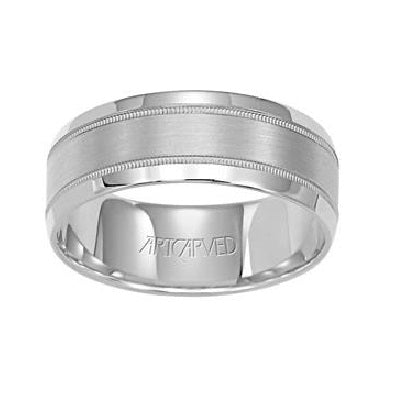 14k White Gold 4mm Carved Band Size 10.0