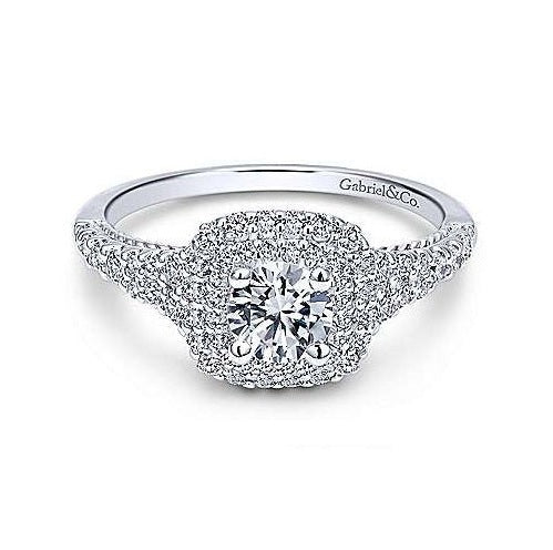 Gabriel 14k White Gold Ctr 0.41 Ct SI2 G GIA, Mounting 0.55 Ct Diamond Ring
