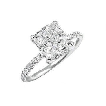 14k White Gold 2.12Ct, F, VS2 IGI Cushion Shape , 0.42Ct Diamonds with Hidden Halo, All Lab Grown Diamonds Engagement Ring