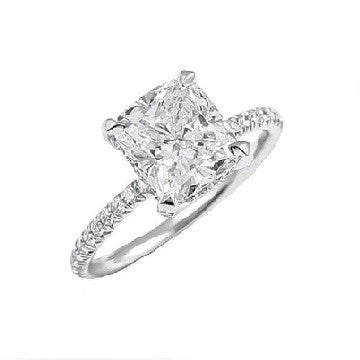 14k White Gold 2.12Ct, F, VS2 IGI Cushion Shape , 0.42Ct Diamonds with Hidden Halo, All Lab Grown Diamonds Engagement Ring