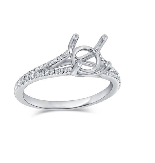 14k White Gold 0.19 Ct Diamond Semi Mount