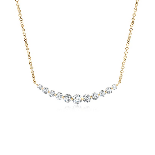 14k Yellow Gold 1.03Ct Graduated Lab Grown Diamond Curved Bar Necklace