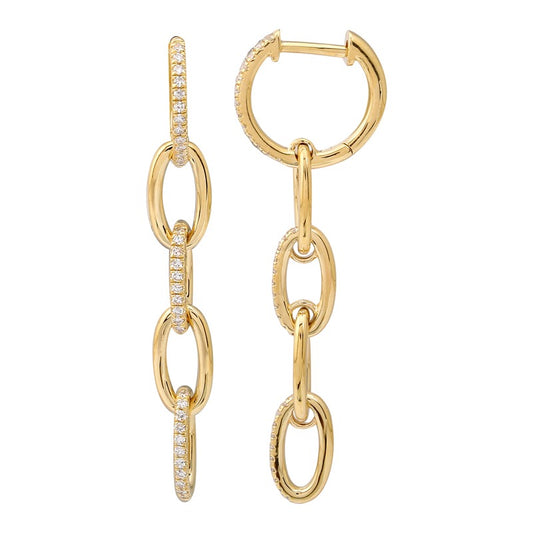14k Yellow Gold 0.23Ct Dangle Earring with 70 Diamonds