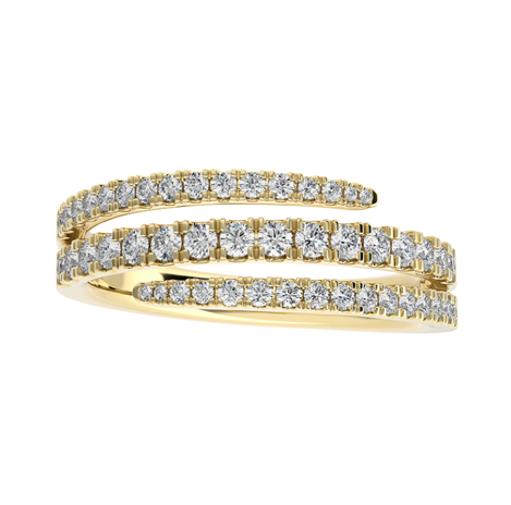 18k Yellow Gold 0.49Ct Round Diamond By-Pass Ring, with 48 Diamonds, Size 7.0