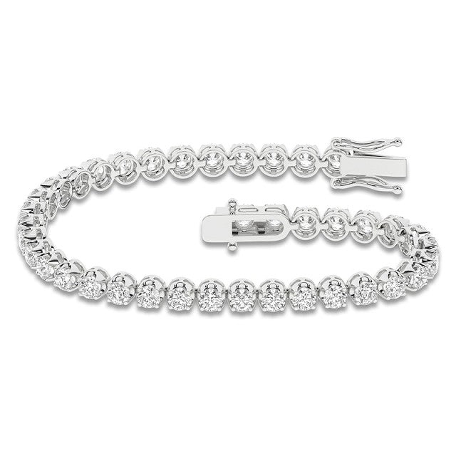 14k White Gold 12 Cts Lab Grown Diamond Tennis Bracelet with 39 Diamonds