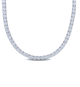 14k White Gold 14.05Ct Diamond Tennis Necklace With 135 Diamonds