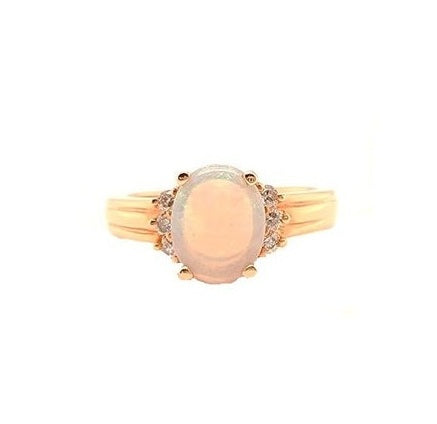 14k Rose Gold 0.80 Ct Opal, 0.15 Ct Diamond Ring