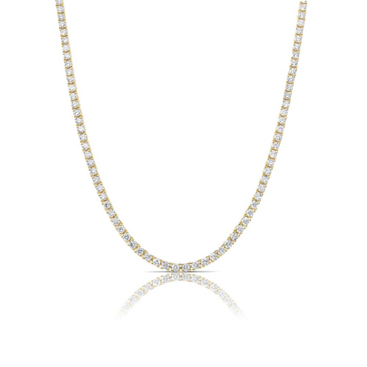 14k Yellow Gold 5.01Cts Diamond Tennis Necklace with 196 Diamonds