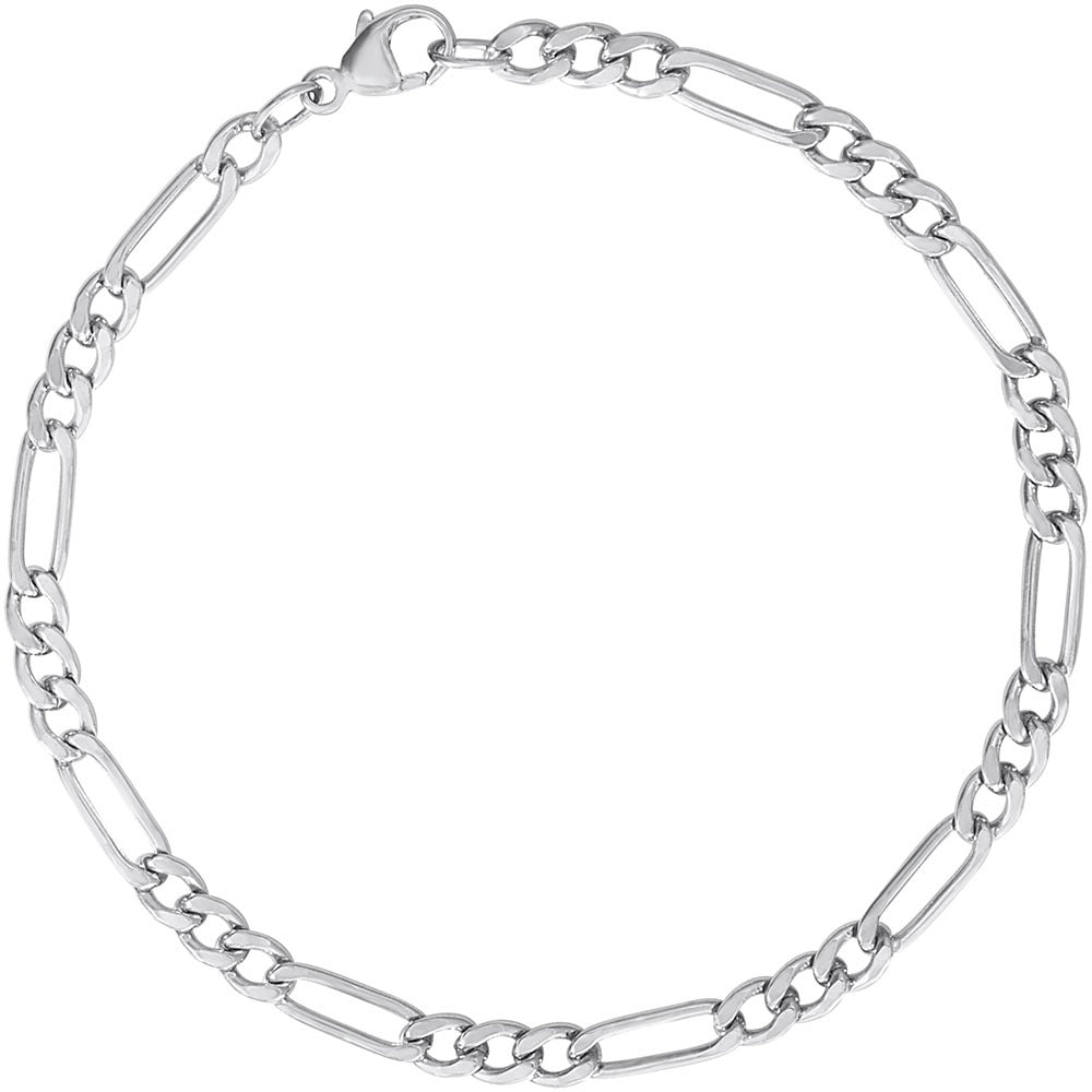 Sterling Silver Figaro Link Classic Bracelet 7 Inch Long