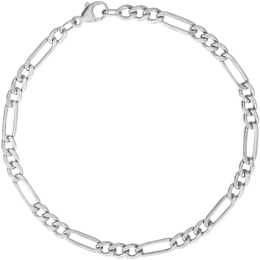 Sterling Silver Figaro Link Classic Bracelet 7 Inch Long
