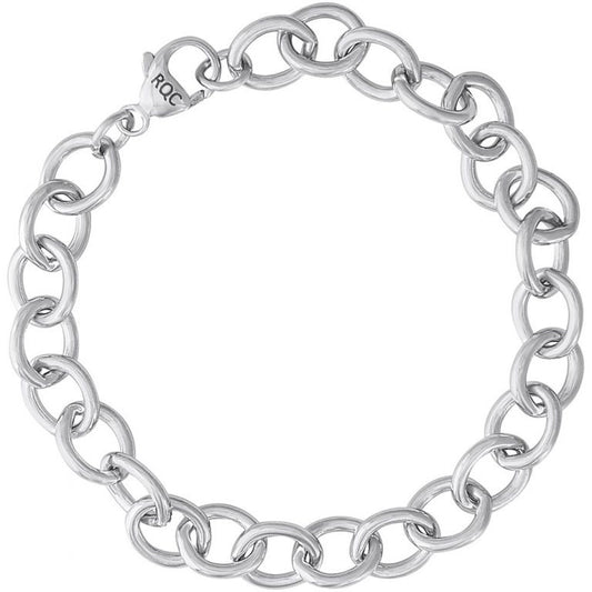 Sterling Silver Open Cable Link Classic Bracelet 7 Inch Long