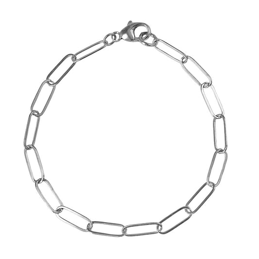 Sterling Silver Paperclip Bracelet – Medium, 7 Inch Long