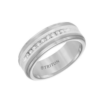 Tungsten Carbide/Sterling Silver Channel set Diamond Band, size 10