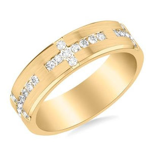 14k Yellow Gold 1.00Ct Diamond Bevel Edge Band, Size 10.0