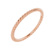 Load image into Gallery viewer, 14k Rose Gold 1.5 mm Skinny Rope Band
