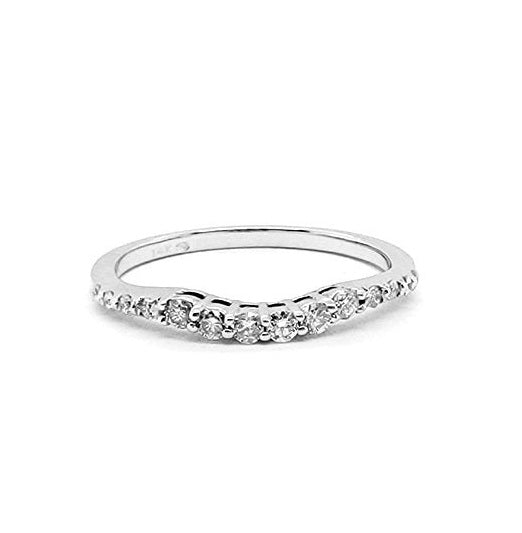 14k  White Gold 0.23 Ct Curved Diamond Band.