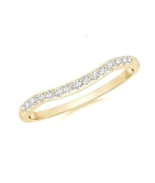 14k Yellow Gold 0.20 Ct Diamond Curved Band