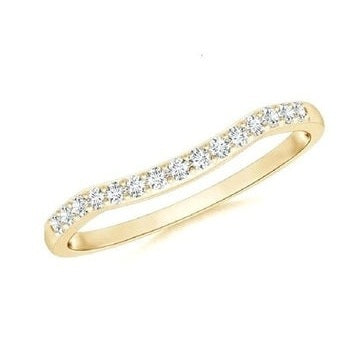14k Yellow Gold 0.20 Ct Diamond Curved Band