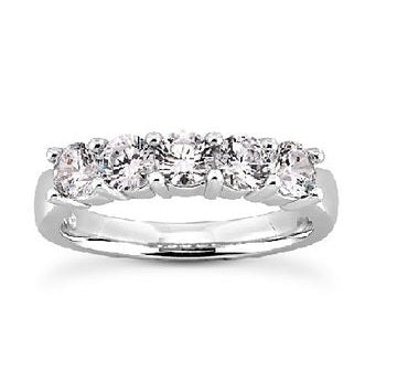 14k White Gold 0.50 Ct Diamond 5 Stone Band