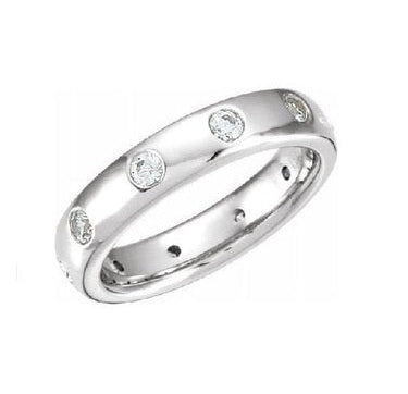 14k White Gold 0.34 Ct Diamond Bezel Set Band