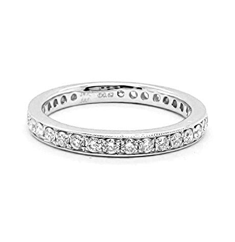 14k White Gold  0.62 Ct Diamond Milgrain Border Band