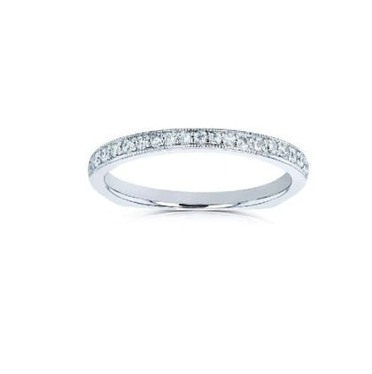 14k White Gold 0.21 Ct Diamond Band with Milgrain Border
