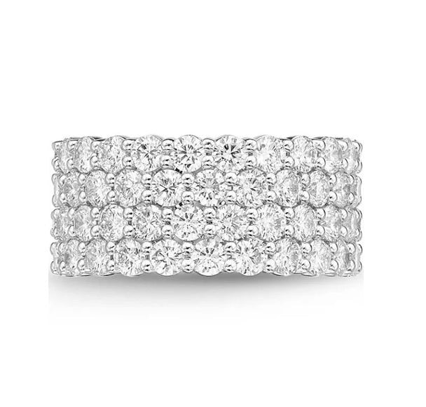 18k White Gold 0.91 Ct Diamond Four Row Wedding Band