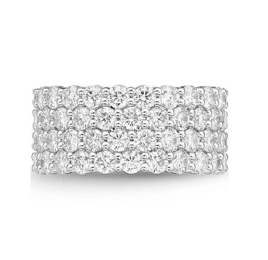 18k White Gold 0.91 Ct Diamond Four Row Wedding Band