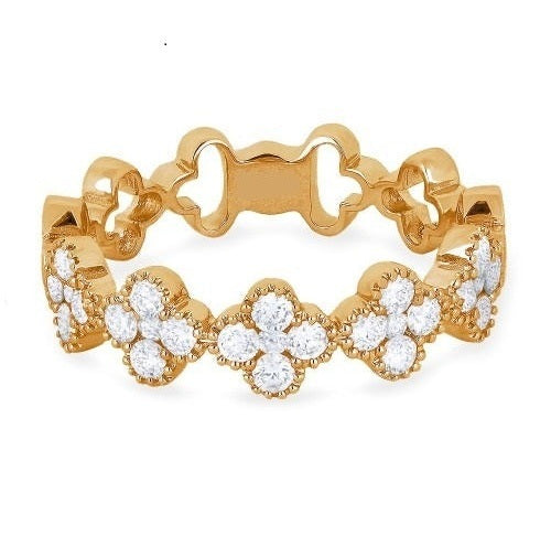18k Rose Gold 0.63 Ct Diamond 5 Clover Band