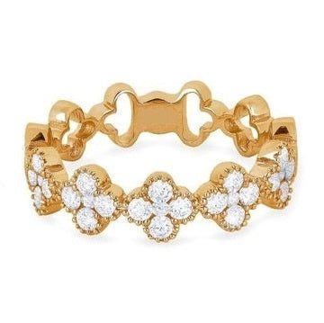 18k Rose Gold 0.63 Ct Diamond 5 Clover Band