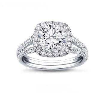 14k White Gold Ctr 0.62 VS2 F GIA, Mounting 0.52 Ct Diamond Ring