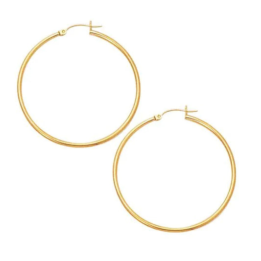 14k Yellow Gold 2.0x45 mm Hoop Earring