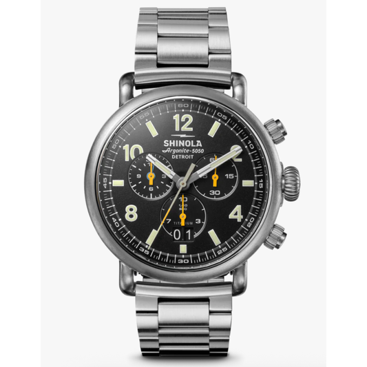 Shinola 42mm Runwell, Titanium Gift Set Black Dial and Bracelet
