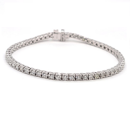 14k White Gold 3.00Ct Lab Grown Diamond Bracelet with (74) Diamonds.