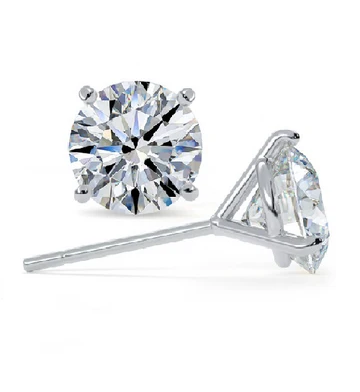 14k White Gold 3.00Cts D VS1 Lab Grown Diamond Stud Earring Certified by IGI