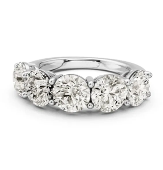 14k White Gold 3.52Cts Lab Grown 5 Diamond Band Graduated  in Diamond Sizes