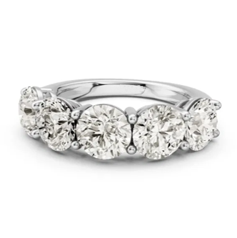 14k White Gold 3.52Cts Lab Grown 5 Diamond Band Graduated  in Diamond Sizes