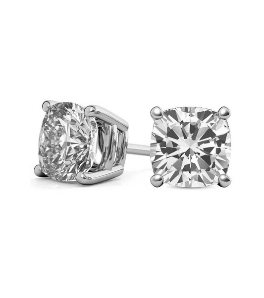 14k White Gold 5.10Cts D VS1 Lab Grown Diamond Stud Earring Certified by IGI.