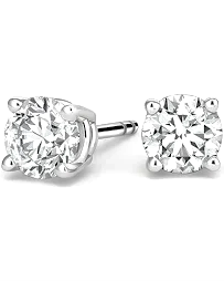 14k White Gold 5.10Cts D VS1 Lab Grown Diamond Stud Earring Certified by IGI