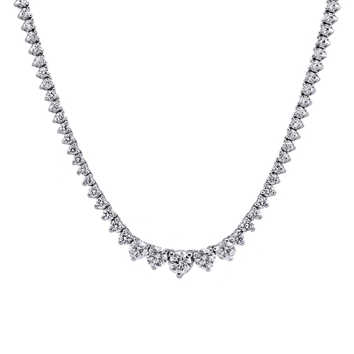 14k White Gold 5.81Cts Lab Grown Diamond Graduated Necklace
