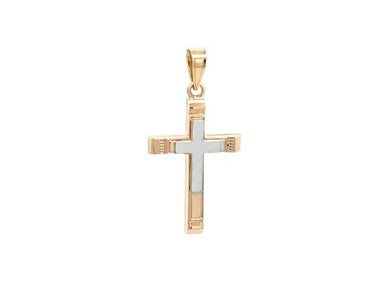 14kt Two Tone 22 * 15 MM Hollow Plain Cross