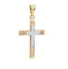 14kt Two Tone 22 * 15 MM Hollow Plain Cross