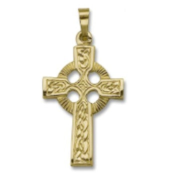 14k Yellow Gold Celtic Cross Solid 27*16 mm Charm