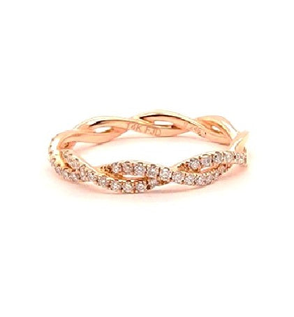 14k Rose Gold 0.25 Ct Diamond twist Band