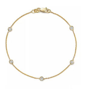 14k Gold 0.75Ct Diamond Bracelet with 5 diamonds, available in White and Yellow Gold