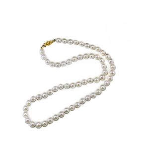 14k Yellow Gold 6.5 X 7.0MM Akoya Pearl Necklace with 61 Pearls and a Filigree Clasp